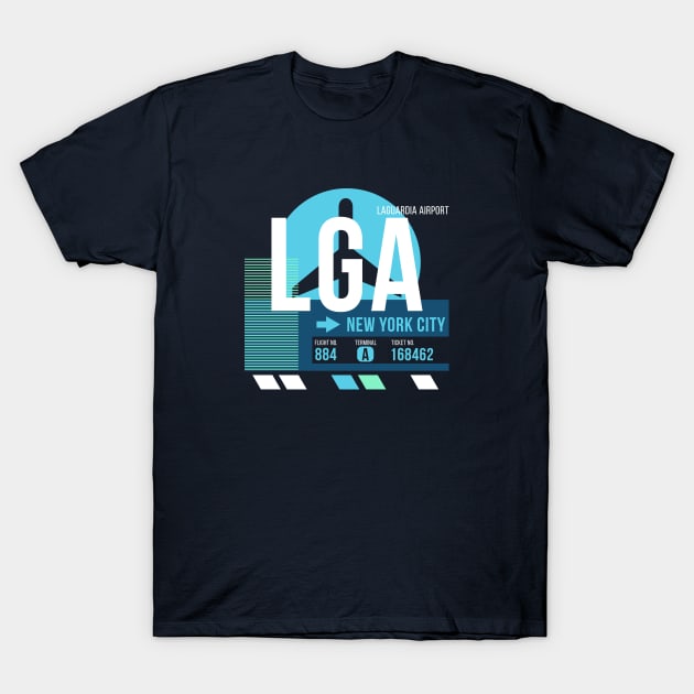 New York (LGA) Airport // Sunset Baggage Tag T-Shirt by Now Boarding